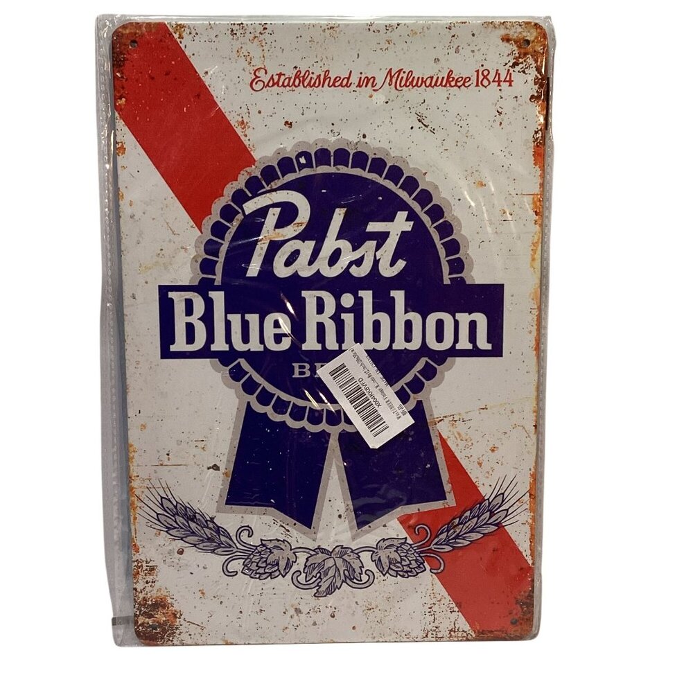 Nostalgic Pabst Blue Ribbon Media Golden Era Pin Up Art Tin 12"x 8" Sign New